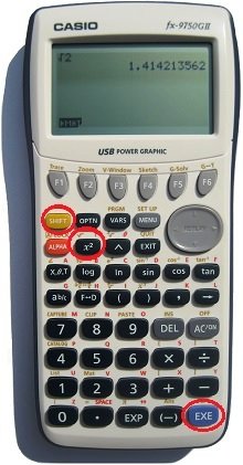 Square root on Casio fx-9750GII Calculator